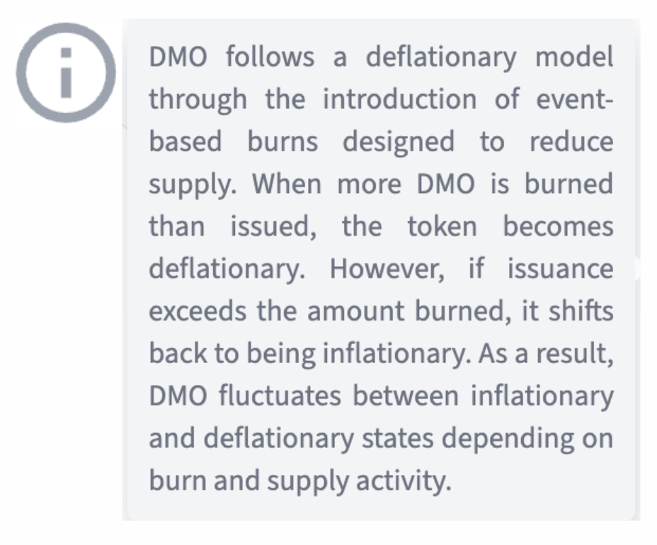 Detailed view of In-depth tokenomics description feature on Tokenomics Data